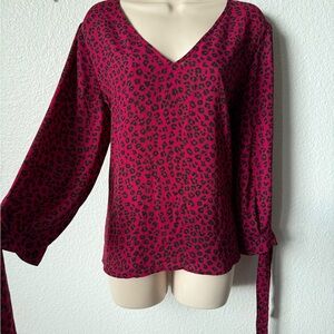CeCe burgundy leopard print blouse